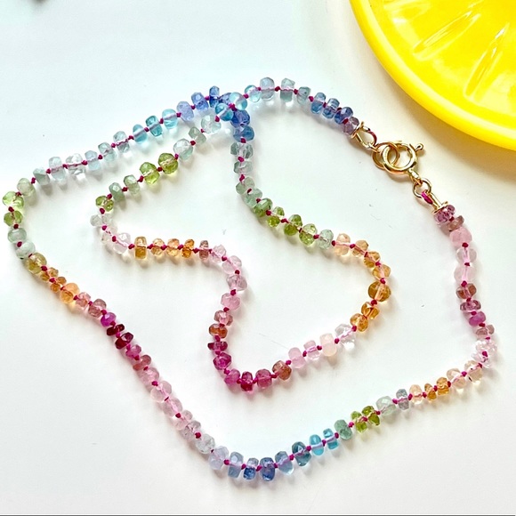 🥳Host pick🥳: Pastel stone necklace with 14kt solid gold sailor clasps necklace - Picture 2 of 8